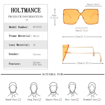 Noul Retro Supradimensionat ochelari de Soare pentru Femei Big Cadru de Metal Brand Designer de sex Feminin-O singură Bucată lentes de sol Square Nuante UV400