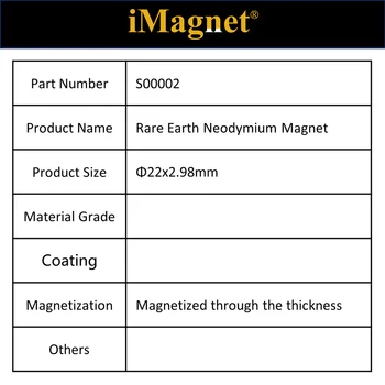 S00002 8pcs Samariu Cobalt pământuri Rare SmCo Magnetic, cilindru D22x2.98mm , Magnetic Puternic cilindru,Sm2Co17