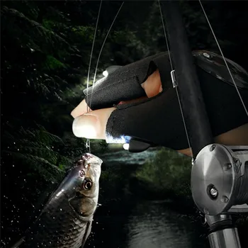 Pescuit de Lumină LED Fingerless Glove cu Lanterna Mănușă de Camping, Drumeții, Vânătoare, Mănuși Stânga/Dreapta Pescuit Magic Curea