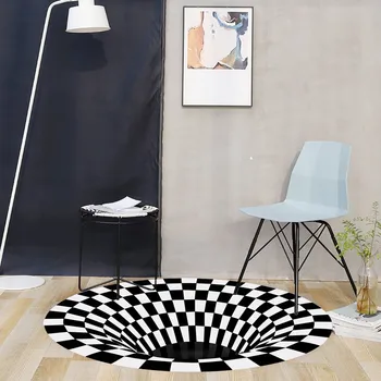Iluzia 3D Covor Alb Negru Geometrice Magice Gaura Design de Lux Podea Mat Acasă Decorare Camera de zi Covor 40x40cm