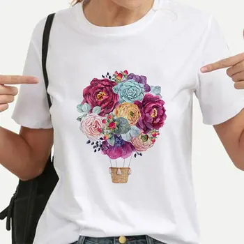 Vara Harajuku Femeie Tricouri Flower Print Supradimensionat Tricou Estetice Vintage Tricou Haine Graphic Tee Shirt Femme Topuri