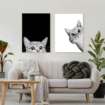 DIY Imagini De Numere Tablou De Numărul Pisica Animale de Desen Pe Panza Pictate manual, Tablouri de Artă de Decorațiuni interioare