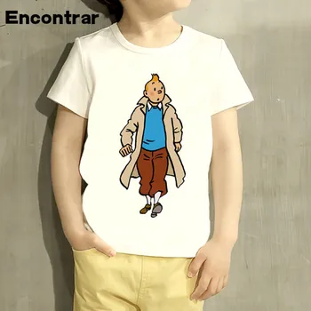 Tintin Design de Desene animate Baieti/Fete Tricou Copii Maneca Scurta Bluze Copii T-Shirt,HKP2037