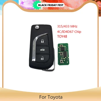 YLKGTTER 3 Buton TOY48 Flip Smart cheie de la Distanță pentru Toyota Aygo Corolla, Yaris Camry Verso cu 315/433 MHz 4D67 ID67 transponder