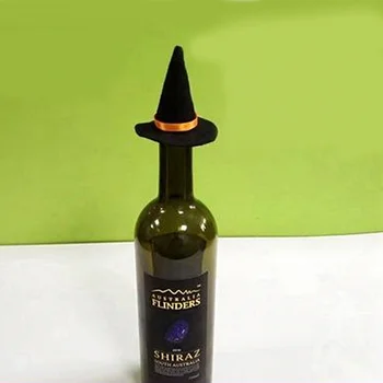 6pcs Mini Simțit Pălării de Vrăjitoare Manual Sticla de Vin Decor pentru Halloween, Accesorii de Par DIY Meserii (Negru)