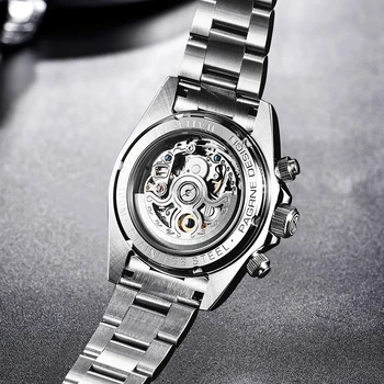 PAGRNE DESIGN 40mm Ceasurile Mecanice Brand de Top Sport din Oțel Inoxidabil rezistent la apa Ceasuri de Sticlă de Safir Automată Ceasuri Barbati