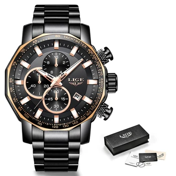 LIGE Mens Ceasuri de Top de Brand de Lux rezistent la apa 24 de ore pe Data de Cuarț Om Plin de Oțel Sport Ceas de mână pentru Bărbați Impermeabil Ceas+Cutie