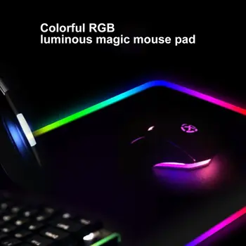 RGB Luminos Gaming Mouse Pad Colorate, Supradimensionate Stralucitoare USB LED Extins Tastatură Iluminată PU Non-alunecare Mat Pătură