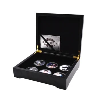 Regele Pop Elvis Presley 999.9 Argint Placat cu Moneda Acasă Decorative, Monede de Metal 6pcs cu Cutie de Lemn