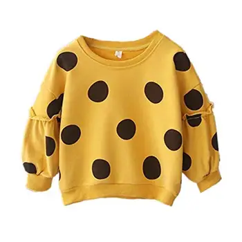 Primavara Toamna pentru Copii Fete Polka Dot Topuri Bluze cu Maneca Lunga Tricouri Copii Drăguț Haine de Moda pentru Copii De 1-5ani