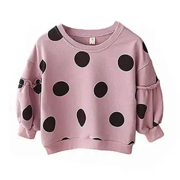 Primavara Toamna pentru Copii Fete Polka Dot Topuri Bluze cu Maneca Lunga Tricouri Copii Drăguț Haine de Moda pentru Copii De 1-5ani