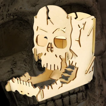 Craniul Turn de Zaruri din Lemn de Craniu de Sculptură Zaruri Ușor cu Role Cutie Dice Tower Și Tava de Lemn pentru RPG Jocuri