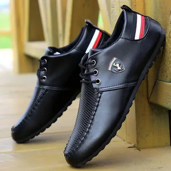 Coslony adidasi pentru barbati din piele pu Respirabil Culoare Solidă Slip Bărbați de Conducere Pantofi Barbati Mazăre Pantofi Britanic adidași 2020
