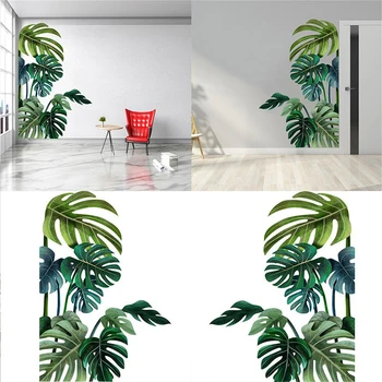Nordic Plante cu Frunze Autocolante de Perete pentru Living, Dormitor cu Usa Balcon Decal Impermeabil Fereastra 3D Autocolante Plinte de Perete de Hârtie