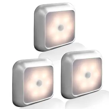 Creative Lumina de Noapte Corpul de Inducție 6 LED-uri Senzor de Mișcare Perete Dulap Lumină fără Fir, Baterii Pentru Cabinet de Casa Lampă de Noapte