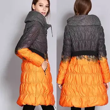 2020 Nouă Epocă de Mult Femeile în Jos Jacheta Contrast de Imprimare Color Bumbac Căptușit Slim Elegant Hanorac chaqueta mujer Plus Dimensiune XXL