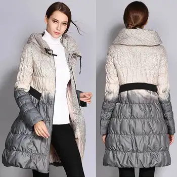 2020 Nouă Epocă de Mult Femeile în Jos Jacheta Contrast de Imprimare Color Bumbac Căptușit Slim Elegant Hanorac chaqueta mujer Plus Dimensiune XXL