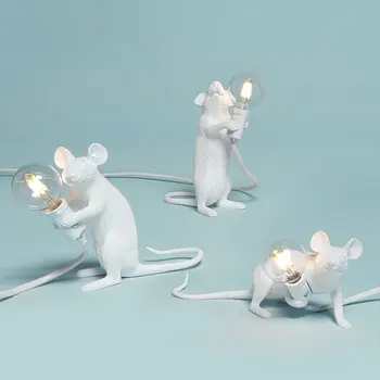 Modern Avea Șobolan Mouse-Ul Lampă De Noptieră Lămpi De Birou Camera De Zi Dormitor Rășină Animal Lumini Tabelul Sta Corpuri De Iluminat Decor Acasă
