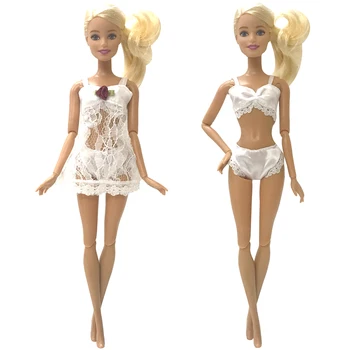 NK Set 6 Papusa de Moda Pijamale +Lenjerie +Sutien Sexy Rochie de Dantelă Haine Pentru Păpuși Barbie Accesorii Cadou Pentru Copilul DZ