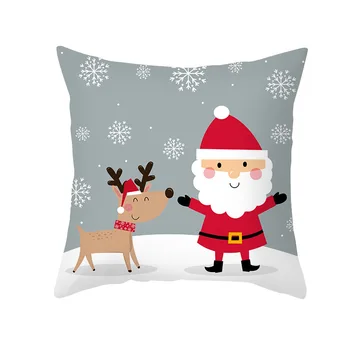 Desene animate Imprimate față de Pernă 45x45cm Crăciun, Moș Crăciun, om de Zăpadă de Anul Nou Decor Acasă Canapea Alb Decorative Pernă Acoperă