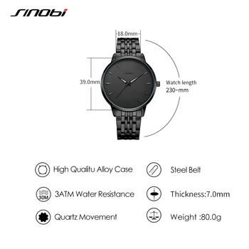 Sinobi Brand de Top Design Original, Simplu de Afaceri pentru Bărbați Ceasuri din Oțel Inoxidabil de Aur Bărbați Cuarț Încheietura Ceas Relogio Masculino
