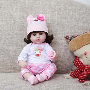 42CM Renăscut Baby Dolls Drăguț Moale lucrate Manual, Realist Nou-născut Silicon Vinil Păpuși pentru Copii Jucării pentru Fete Baieti Copii Cadou de Ziua de nastere