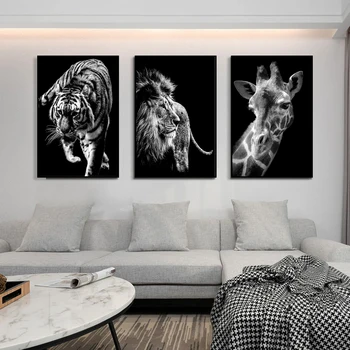 Tigru, leu, panteră, lup, elefant nordice și postere de imprimare animale arta de perete panza pictura murală living home decor