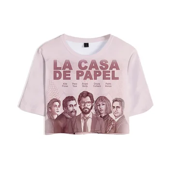 Bani Jaful de La Casa De Papel de Imprimare 3D Sexy Culturilor Topuri Femei din Bumbac tricouri Casa de Hârtie T Shirt pentru Femei Camiseta Feminino