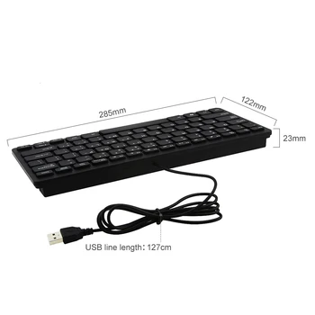 CHUYI Tastatura cu Fir Portabil Mini Ultra Subțire Tastatură Ergonomică 87 de Taste de Calculator Tastatura Pentru Apple Macbook PC, Laptop, PC, Notebook