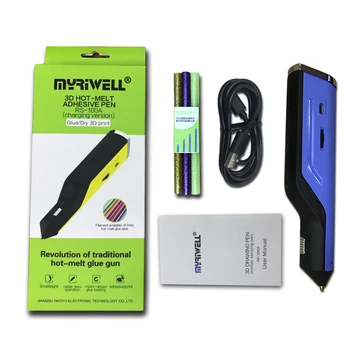 Myriwell 3D DIY Pen/Hot Melt Glue Gun,Încărcare USB de Imprimare 3D Pen+6color Lipici Stick Creative Jucarie Cadou Pentru Copii de Design