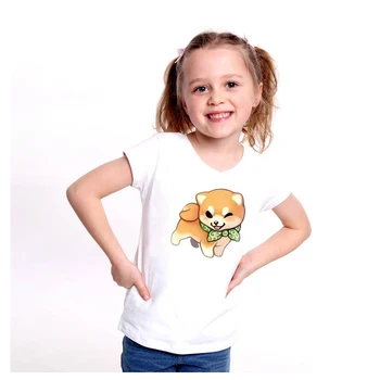 Vara Copilul de Desene animate Drăguț Câine Shiba Inu Tricou de Bumbac Moale Băieți Fete T-shirt Copii Casual cu Maneci Scurte Tee Topuri Copii Cadou