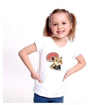Vara Copilul de Desene animate Drăguț Câine Shiba Inu Tricou de Bumbac Moale Băieți Fete T-shirt Copii Casual cu Maneci Scurte Tee Topuri Copii Cadou