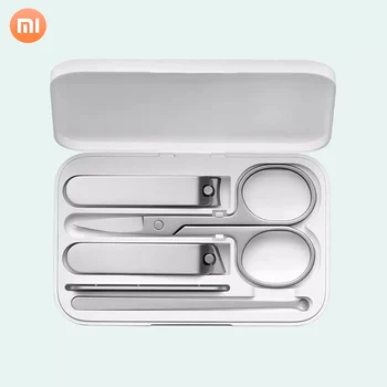 Xiaomi Mijia unghiera 5 Piese Set din Oțel Inoxidabil Picioarele mașină de Tuns de Unghii de Frumusete Foarfece, pilă de Unghii Ureche Lingura cu Cutie de Depozitare