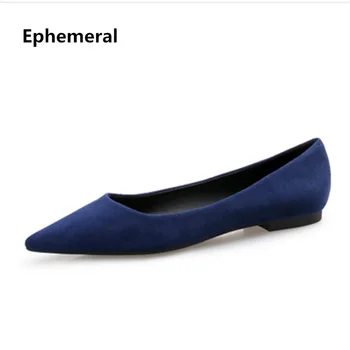 Femeii a Subliniat Toe Europeană Stil American Turma Dimensiune Max 34-44 39Flat Haimana Pantofi de Balet Flattie Largă de Primăvară Slip-On Rosu Albastru