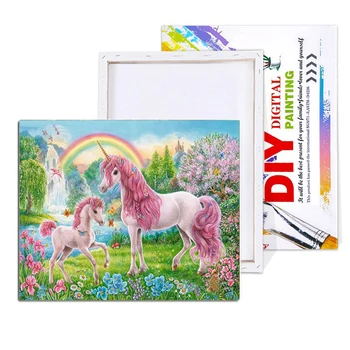 Tablouri De Numere DIY Imagine Unicorn Animal Vopsea Decorațiuni interioare Panza Pictura Colorat Pentru Camera de zi opera de Arta pentru Copii Cadouri