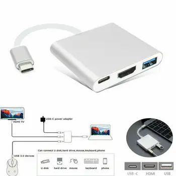 USB 3.1 Type C la USB-C 4K HDMI USB 3.0 Cablu Adaptor 3 in 1 Hub Pentru Macbook Pro