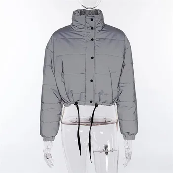 Femei Trunchiate Gros Reflectorizante Jacheta Femei 2019 Iarnă Scurtă Canadiană Streetwear Jachete Bombardier cultură Straturi A9315