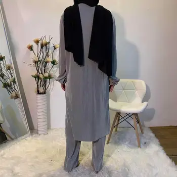 De înaltă Calitate Nou Cutat Musulman costume femei Culoare Solidă Două piese lucioase Vârfurile +Pantaloni Malaezia, Singapore, Turcia Îmbrăcăminte F1882