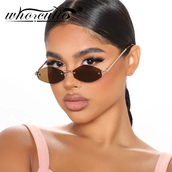 90 Retro Kendall și Kylie ochelari de Soare pentru Femei Brand Design 2018 Epocă Tentă Galben Roșu Lentile Fara rama Ochelari de Soare Nuante OM565