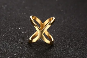 Moda 2020 Bijoux Inele pentru Femei Simple din Oțel Inoxidabil de Culoare de Aur X Cruce cu Degetul Bijuterii