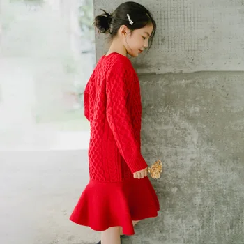 Noi 2020 Toamna Iarna Adolescente Dulce Rochie De Tricotat Coreean Mama Și Fiica Rochii Elegante Fete Copii Rochie De Petrecere, #1117