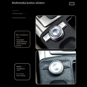 Multimedia auto Buton Capitonaj Capac Decor Autocolant pentru Mercedes Benz C Class W204 GLK CLS C180 E260 perioada 2007-2017