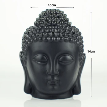 Vintage Ulei Esențial Cuptor Aromoterapie Arzător Cap De Buddha Aroma De Ulei De Stația De Ceramică Templu India Tămâie Neagră Buddha