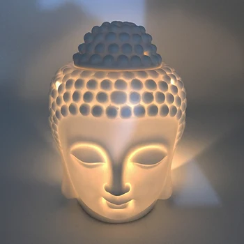 Vintage Ulei Esențial Cuptor Aromoterapie Arzător Cap De Buddha Aroma De Ulei De Stația De Ceramică Templu India Tămâie Neagră Buddha