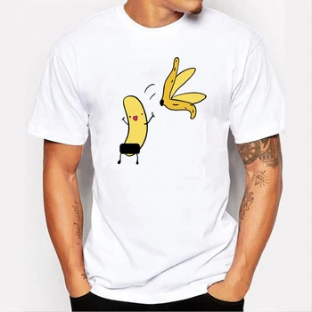 Bărbați Banana te Dezbraci Design Amuzant Print T-shirt de Vară Umor Glumă Hipster T-Shirt Alb Camasi Casual Tinute Streetwear