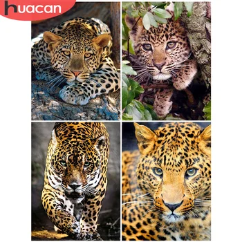 HUACAN DIY Diamant Pictura Arriva Leopard Complet Piața Diamant Arta Mozaic Animale 5D Broderie Decor Acasă