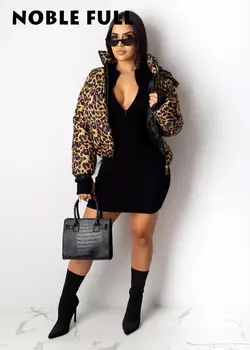 Camuflaj Imprimare Leopard Geaca De Femei De Îmbrăcăminte De Iarnă Sexy Cu Bule Cald Haina Plus Dimensiune Îmbrăcăminte Groasă Hanorac Pufos