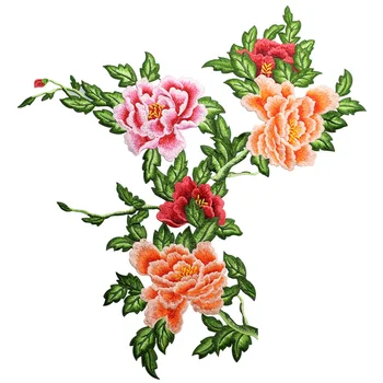 1 Bucata Mare de Bujor Patch-uri de Flori Pânză Postat Cheongsam Fusta de Catifea Decorative DIY de Mână Cusut Flori Embroideried Aplicatii
