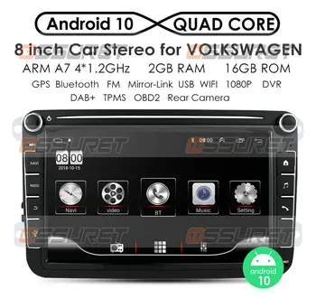 8 Inch Android 10 2Din GPS Auto pentru VW / Volkswagen Golf Polo, Tiguan Passat B7 B6 Leon Skoda Octavia Radio Player Multimedia