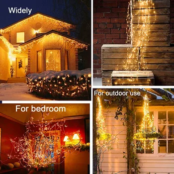Solare LED Lumini de Crăciun, Decoratiuni de Gradina pentru Acasa în aer liber Ghirlanda Zână Șir Perdea de Lumini pentru Dormitor de Anul Nou Decor